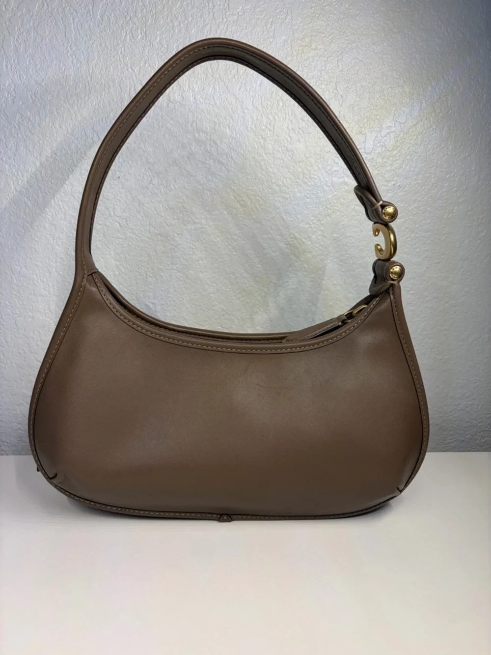 Coach Eve Leather Shoulder Bag with Gold Accent in the color in dark stone - Picture 3 of 13